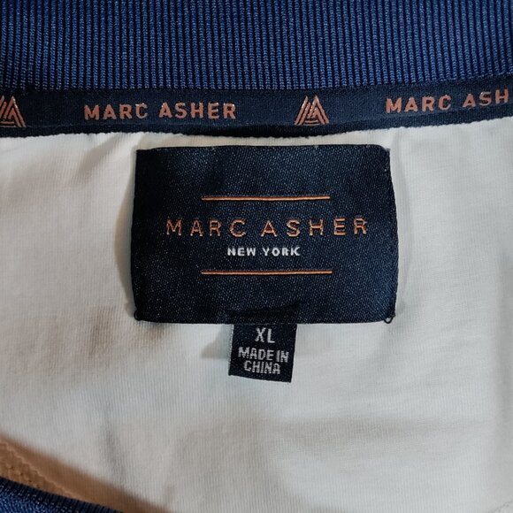 Marc Asher Polo Shirt Mens XL (runs small) Blue Stretch Cotton Preppy Casual - Picture 4 of 7